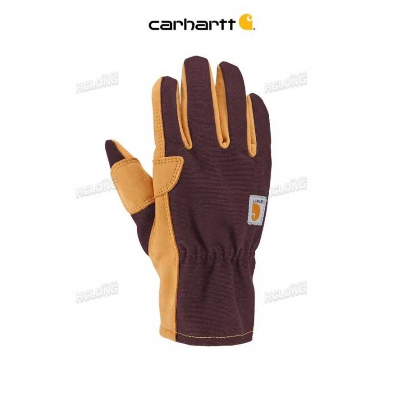 Carhartt Duck Synthetic Leather Open Cuff Glove Berry | IN0002546