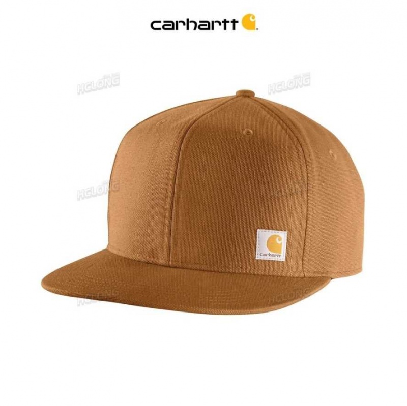 Carhartt Firm Duck Flat Brim Cap Brown | IN0002392