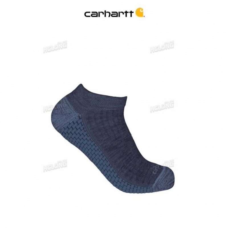 Carhartt Force Grid Midweight Merino Wool Blend Low Cut Sock Navy Heather | IN0002765