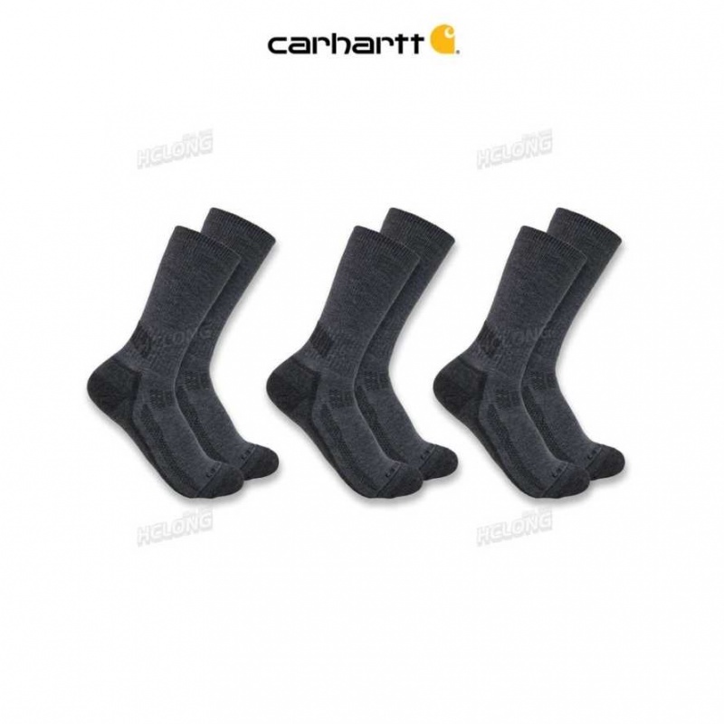 Carhartt Force Midweight Crew Sock 3-Pack Charcoal | IN0002708