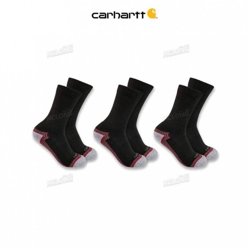 Carhartt Force Midweight Crew Sock 3 Pack Black | IN0002719