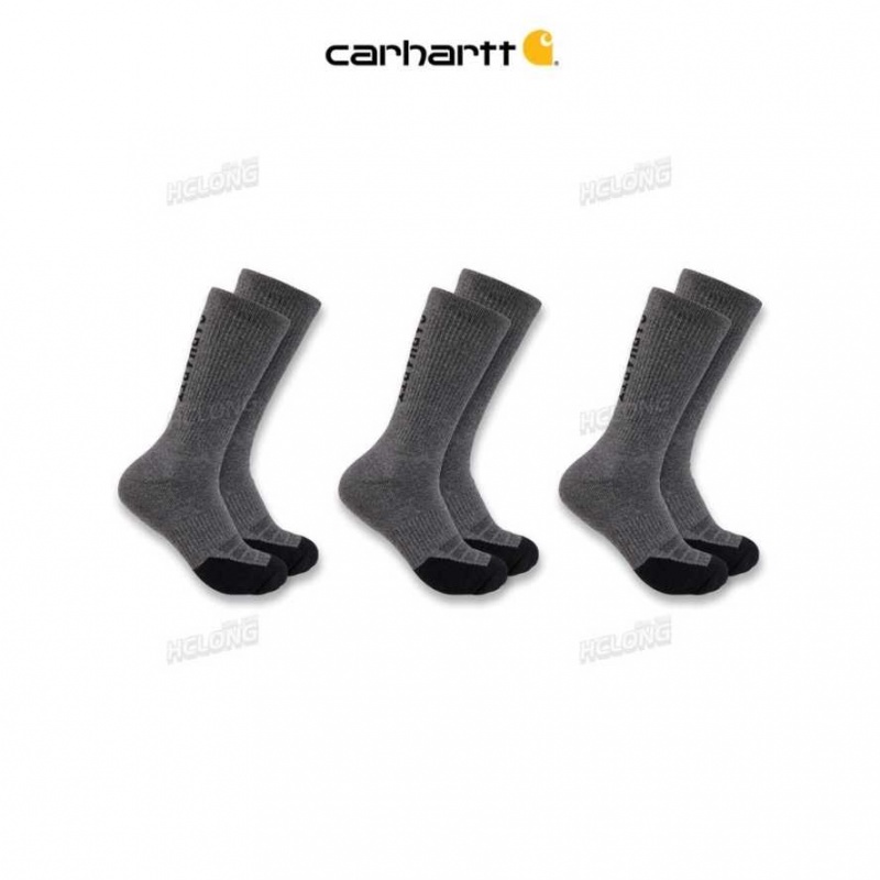 Carhartt Force Midweight Logo Crew Sock 3-Pack Carbon Heather | IN0002752