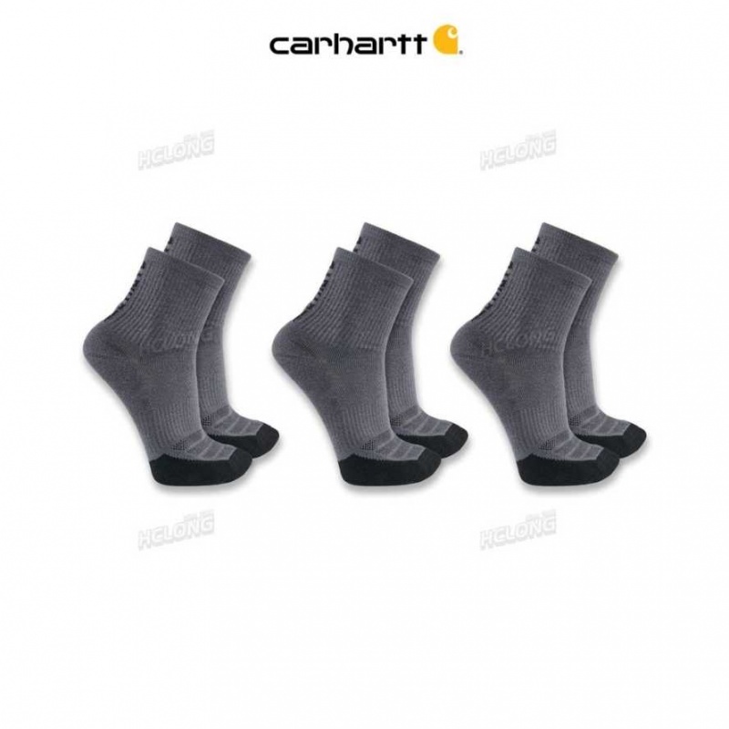 Carhartt Force Midweight Logo Short Crew Sock 3-Pack Carbon Heather | IN0002814