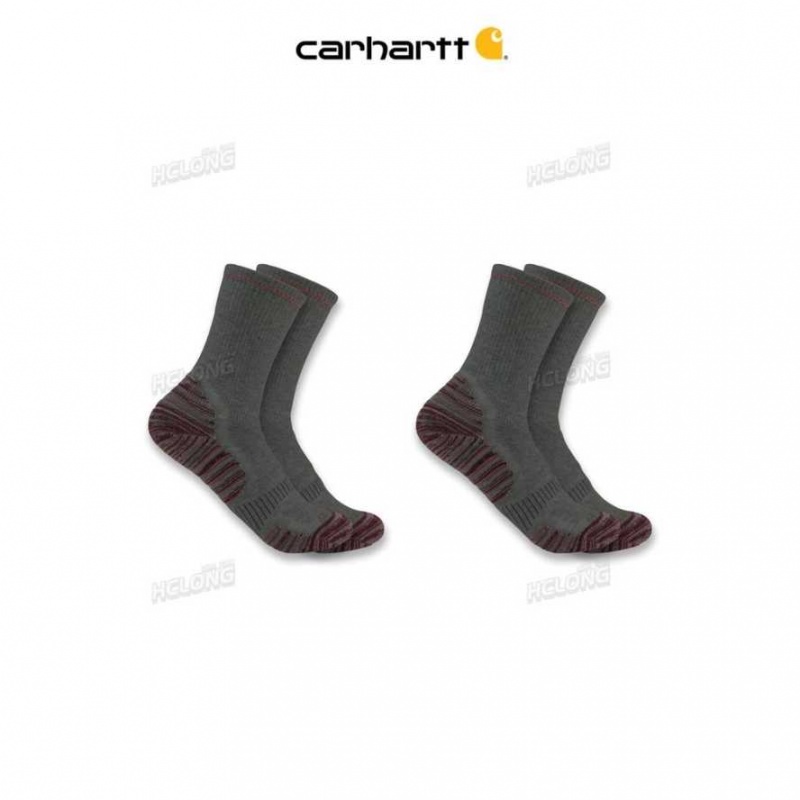 Carhartt Force Midweight Synthetic-Wool Blend Crew Sock 2-Pack Charcoal | IN0002729