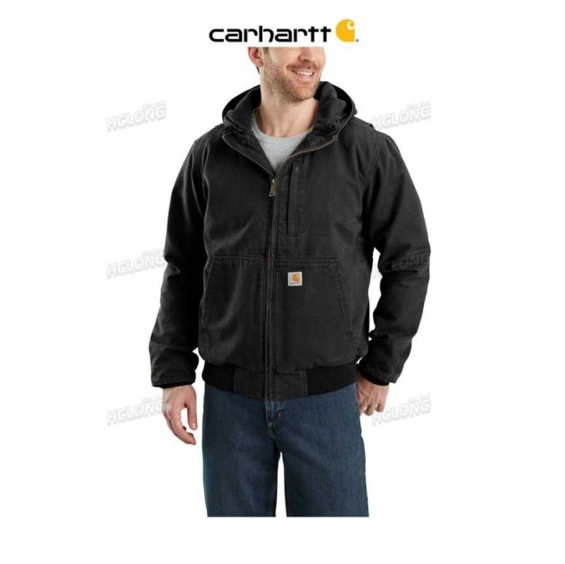 Carhartt Full Swing Loose Fit Washed Duck Fleece-Lined Active Jac Black | IN0000126