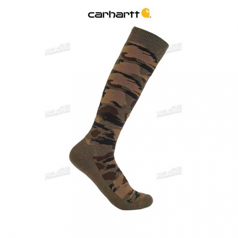 Carhartt Heavyweight Camo Over-The-Calf Sock Brown Blind Duck Camo | IN0002773