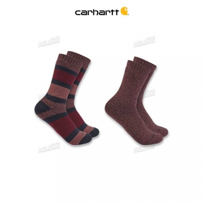 Carhartt Heavyweight Crew Sock 2-Pack Burgundy | IN0002705