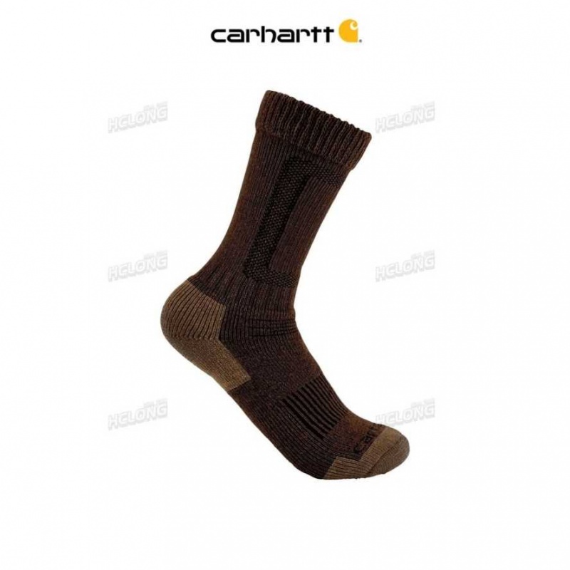 Carhartt Heavyweight Merino Wool Blend Steel Toe Boot Sock Brown | IN0002657