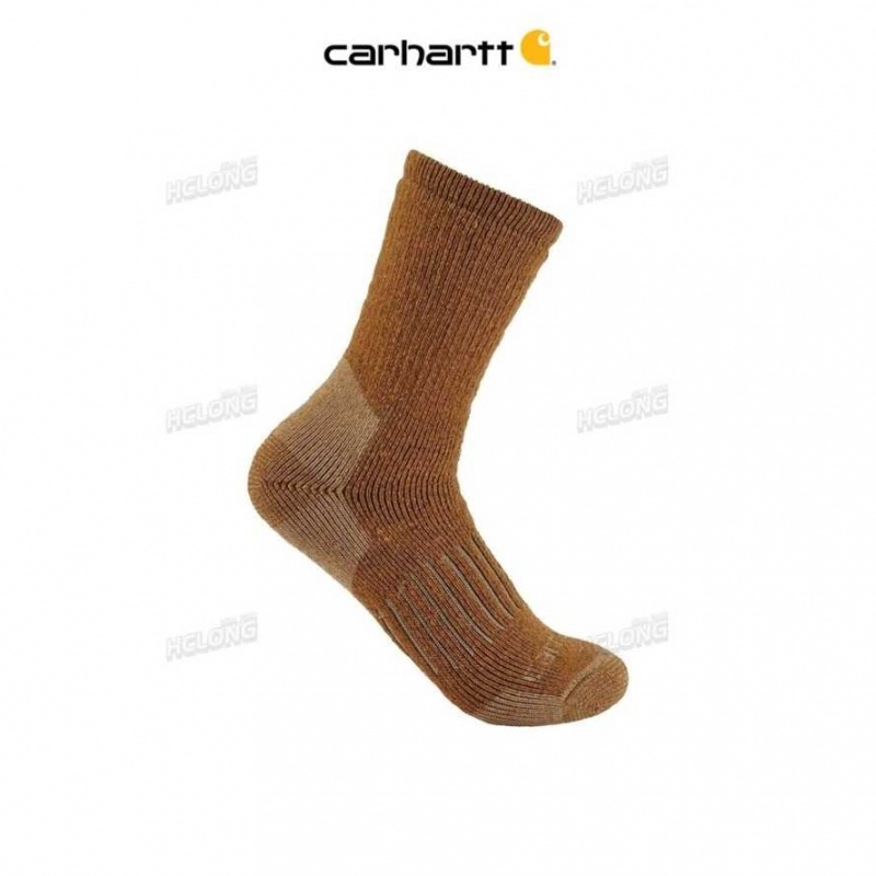 Carhartt Heavyweight Synthetic-Wool Blend Crew Sock Oiled Walnut | IN0002710