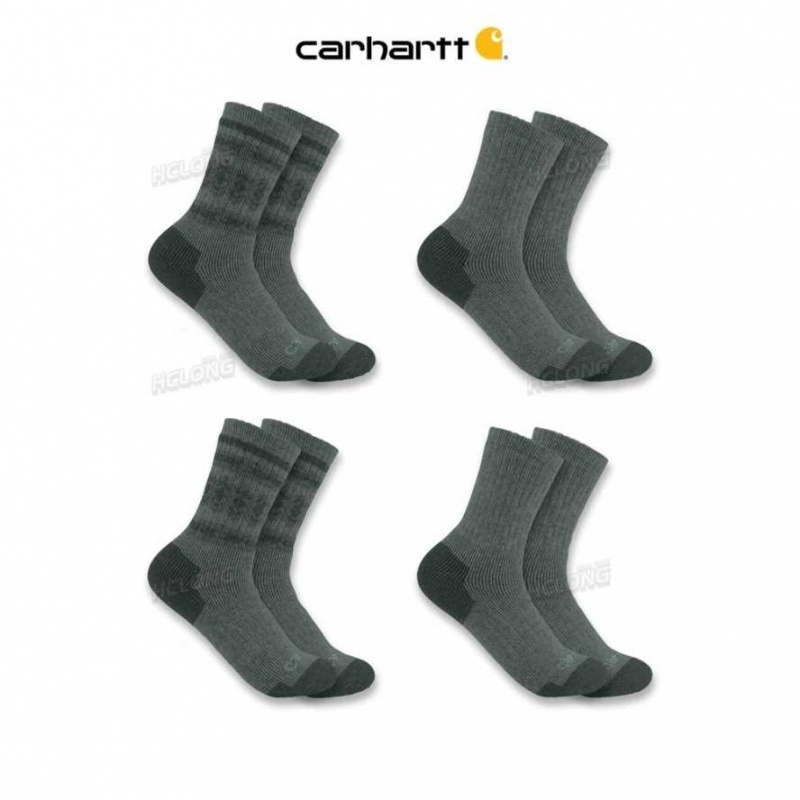 Carhartt Heavyweight Synthetic-Wool Blend Crew Sock 4-Pack Jade | IN0002713