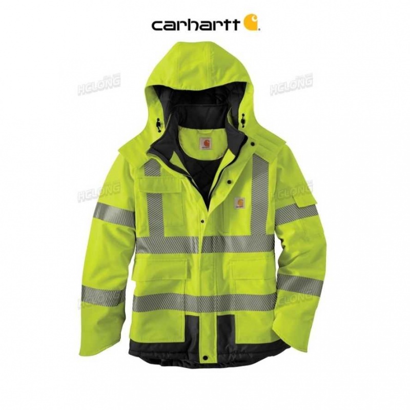 Carhartt High-Visibility Waterproof Class 3 Sherwood Jacket Brite Lime | IN0000107