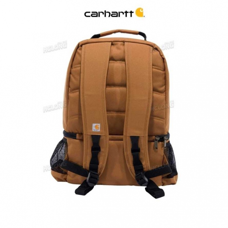 Carhartt Insulated 24 Can Two Compartment Cooler Backpack Brown | IN0002132