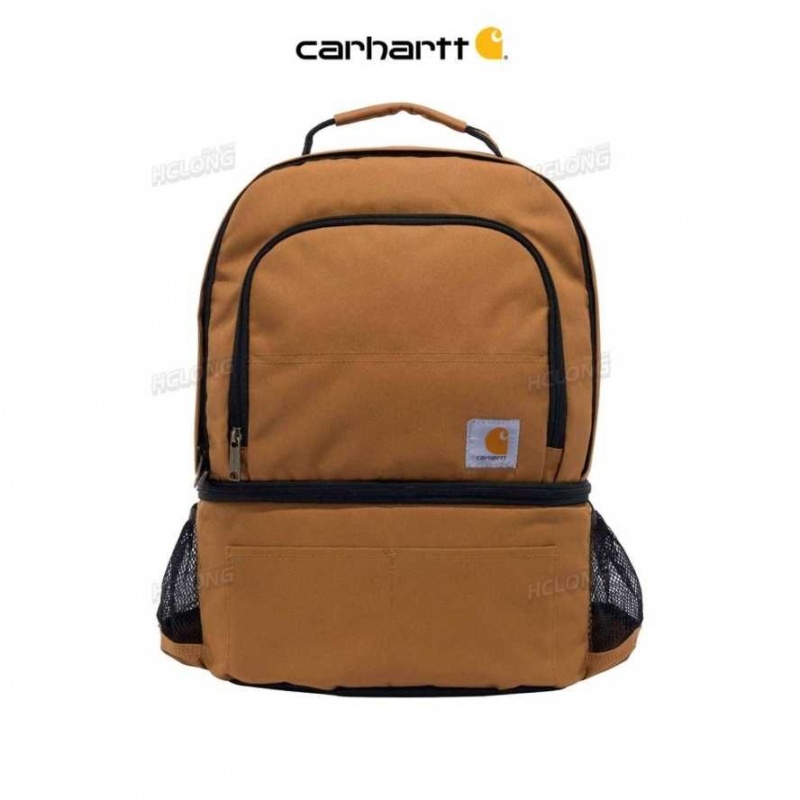 Carhartt Insulated 24 Can Two Compartment Cooler Backpack Brown | IN0002132