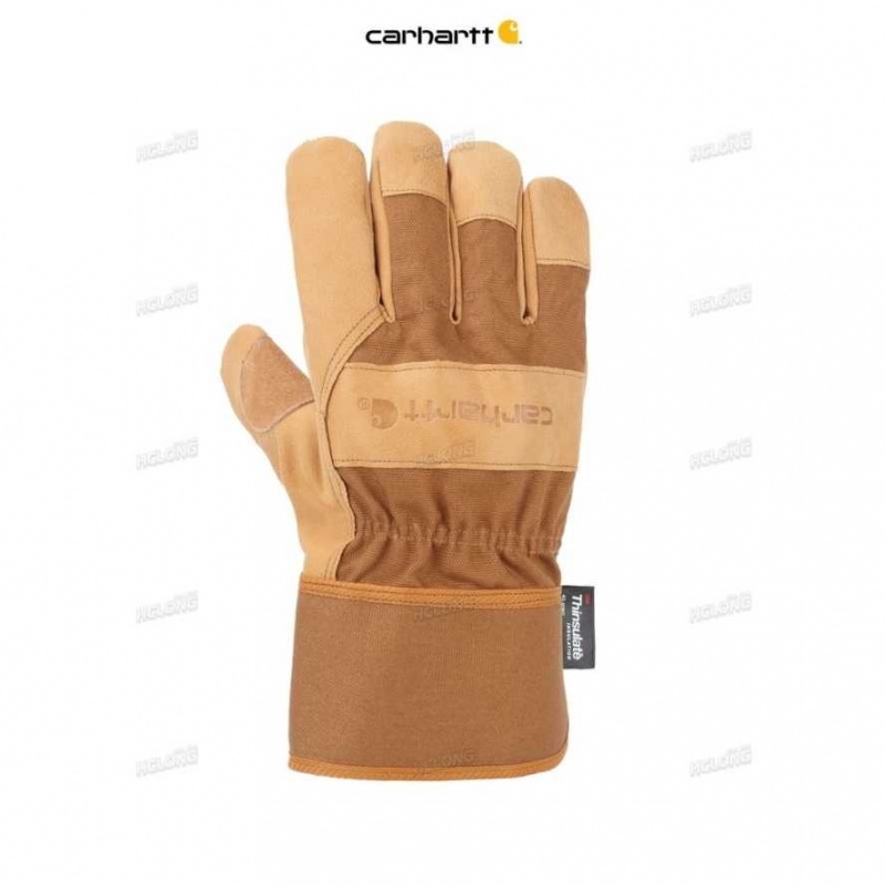 Carhartt Insulated Grain Leather Safety Cuff Work Glove Brown | IN0002481