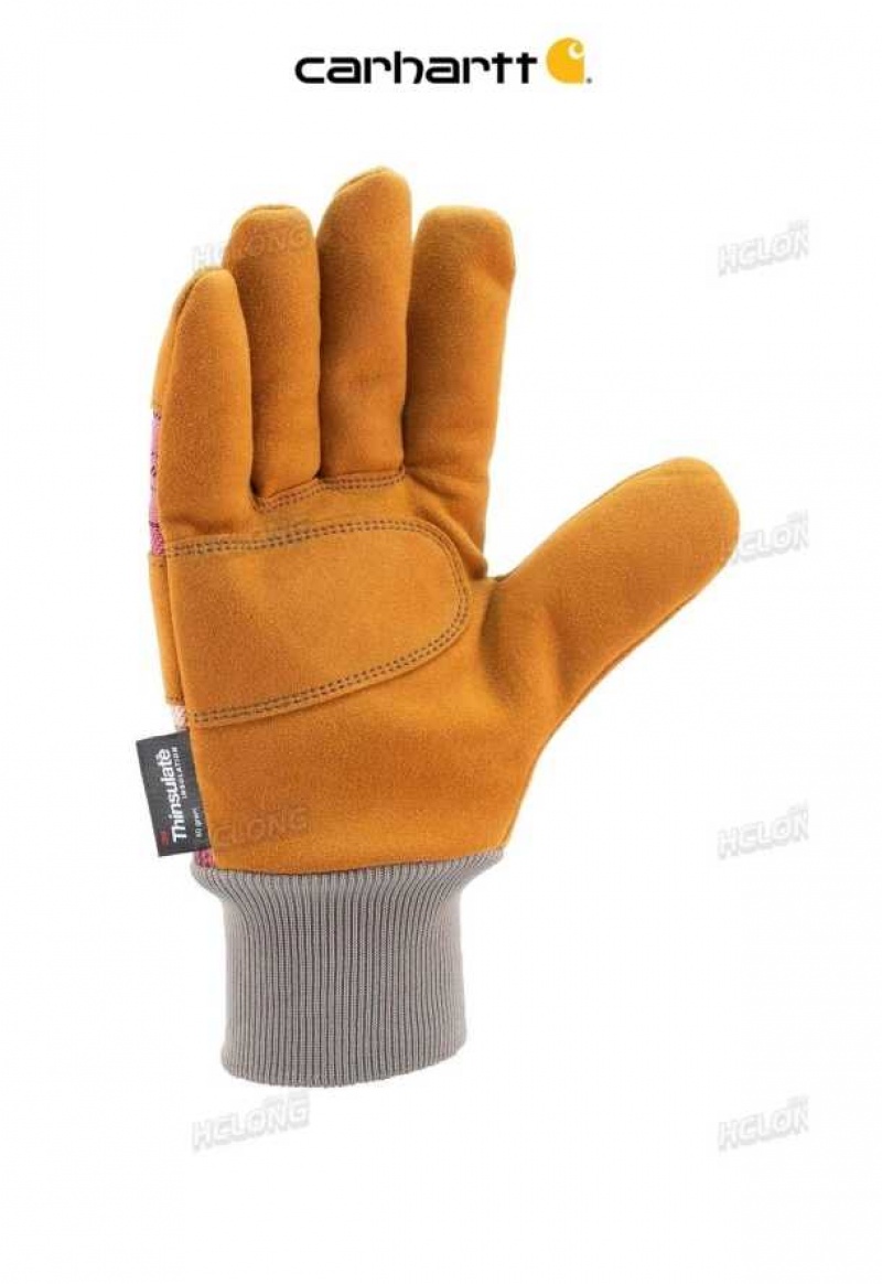 Carhartt Insulated Knit Cuff Work Glove Wild Rose Plaid | IN0002564