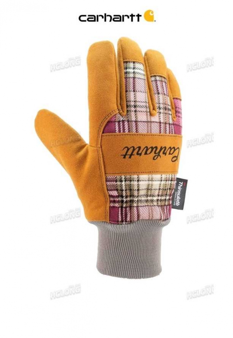 Carhartt Insulated Knit Cuff Work Glove Wild Rose Plaid | IN0002564