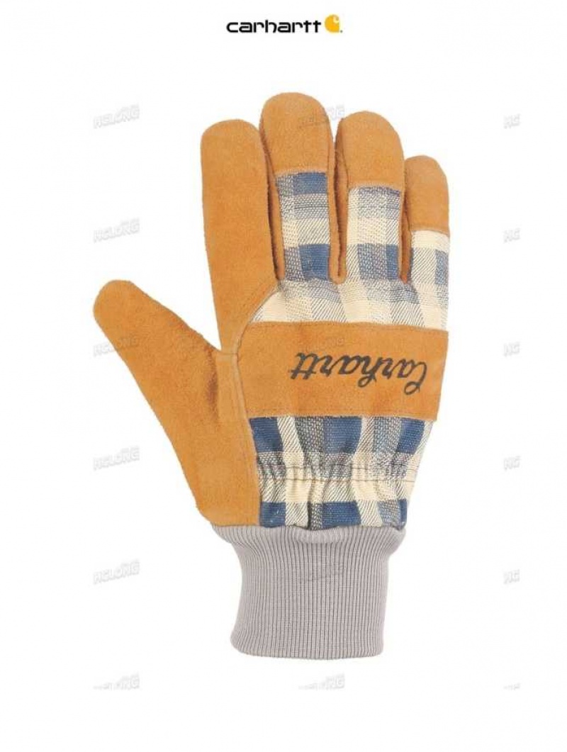 Carhartt Insulated Knit Cuff Work Glove Navy Plaid | IN0002565