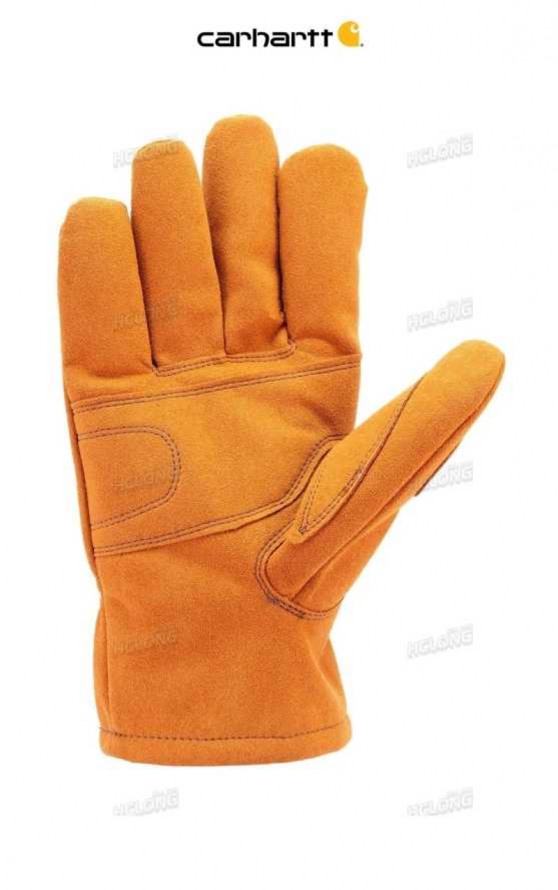 Carhartt Insulated Synthetic Suede Open Cuff Glove Brown | IN0002522