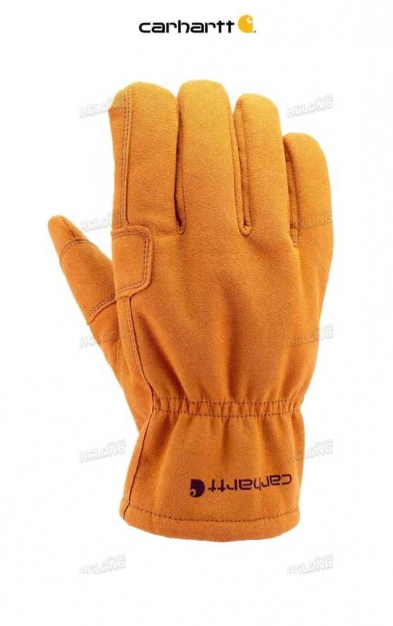 Carhartt Insulated Synthetic Suede Open Cuff Glove Brown | IN0002522