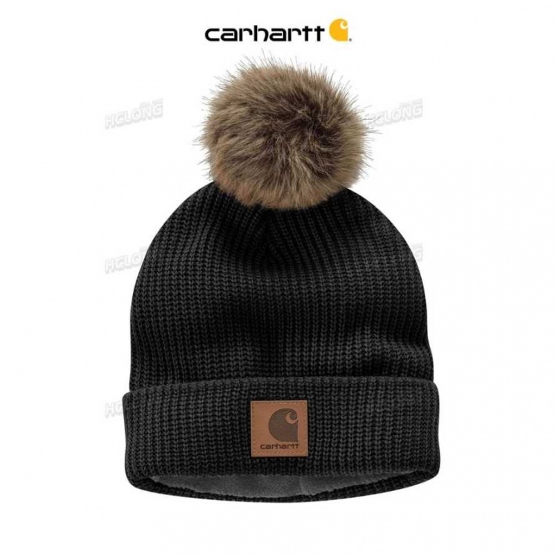 Carhartt Knit Fleece-Lined Hat Black | IN0002590