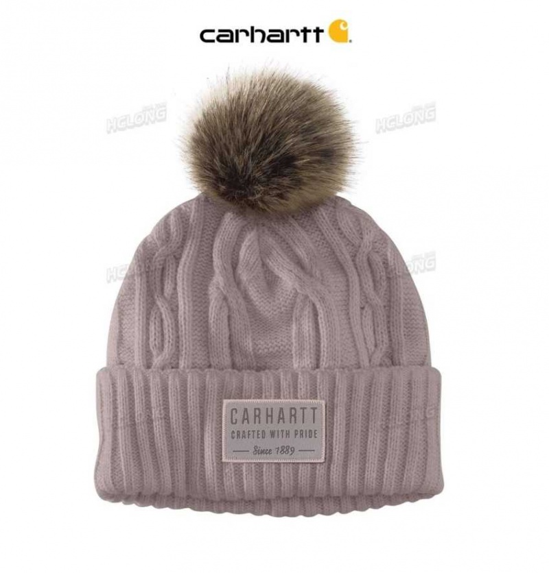 Carhartt Knit Pom-Pom Beanie Ash Violet | IN0002257