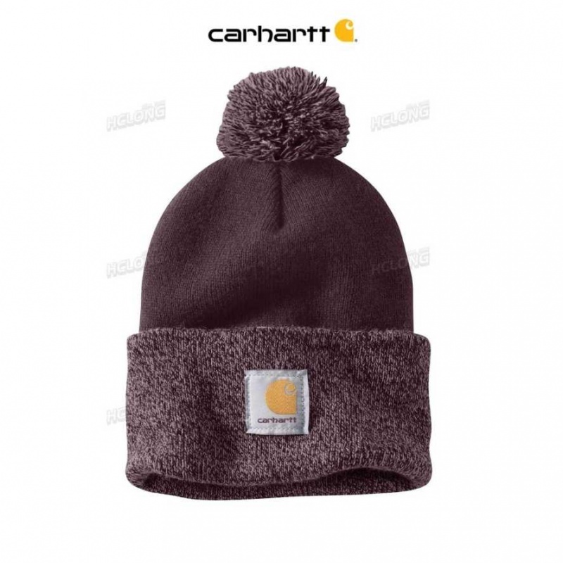 Carhartt Knit Pom-Pom Cuffed Beanie DEEP WINE | IN0002240