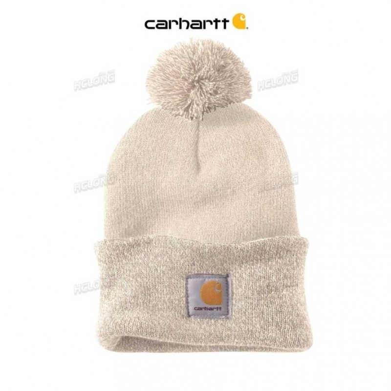 Carhartt Knit Pom-Pom Cuffed Beanie Winter White | IN0002238