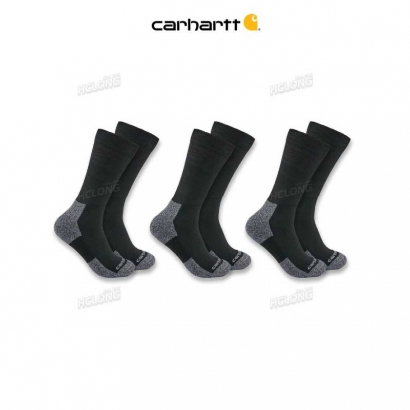 Carhartt Lightweight Stretch Top Crew Sock 3-Pack Black | IN0002697