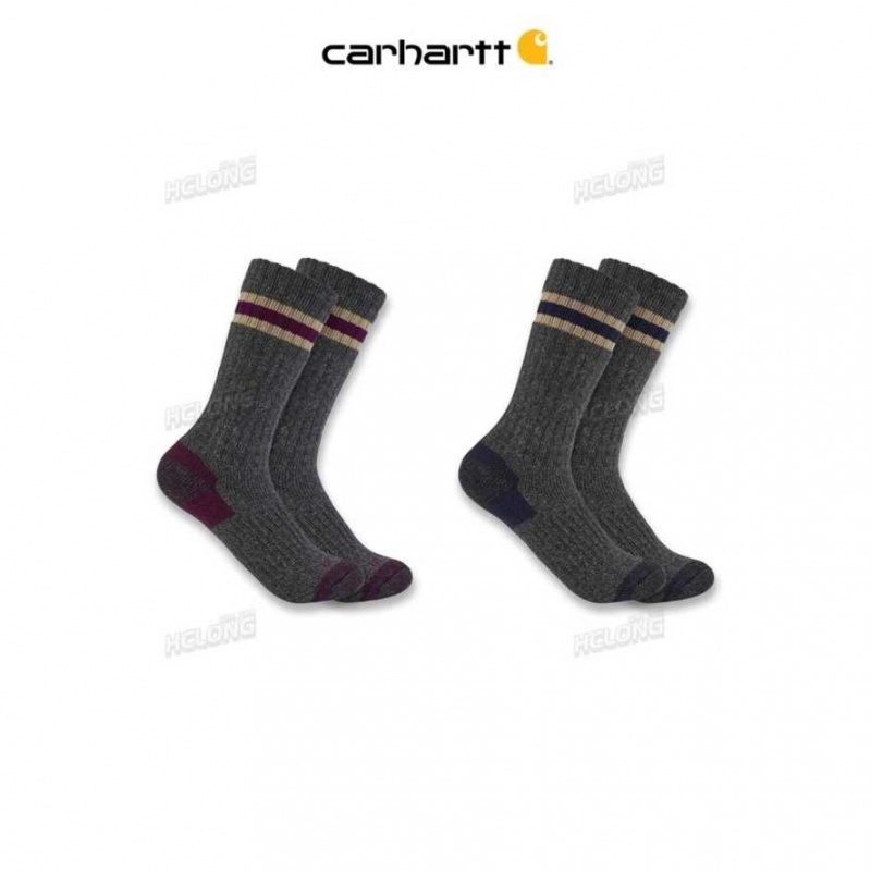 Carhartt Midweight Camp Boot Sock 2-Pack Charcoal | IN0002688