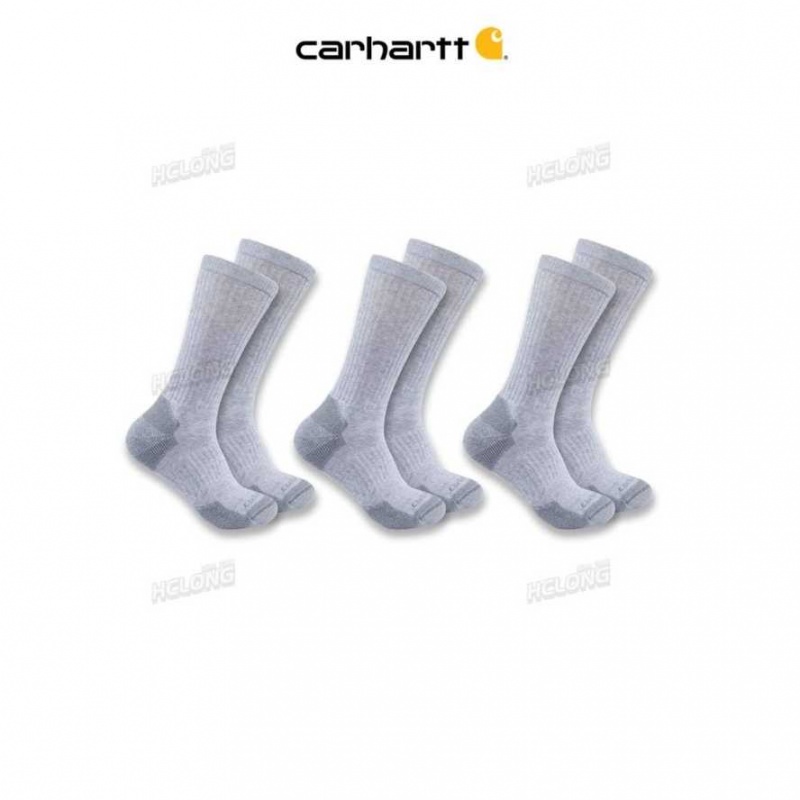 Carhartt Midweight Cotton Blend Crew Sock 3-Pack Gray | IN0002716