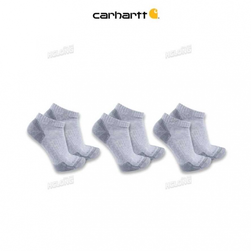 Carhartt Midweight Cotton Blend Low Cut Sock 3-Pack Gray | IN0002758