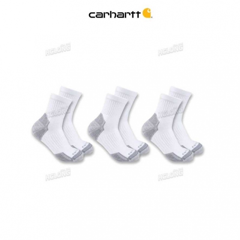 Carhartt Midweight Cotton Blend Quarter Sock 3-Pack White | IN0002783