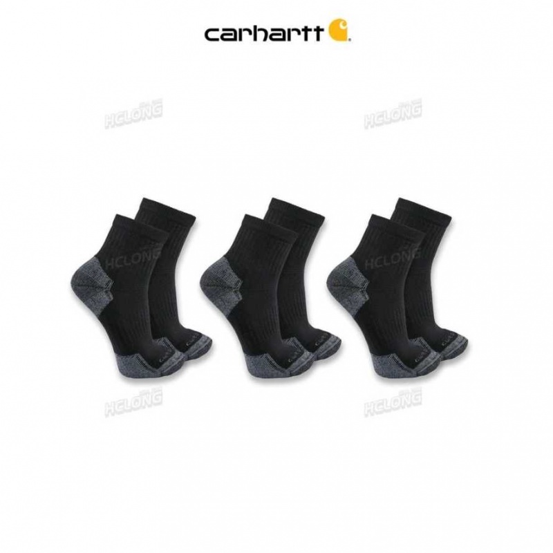 Carhartt Midweight Cotton Blend Quarter Sock 3-Pack Black | IN0002785