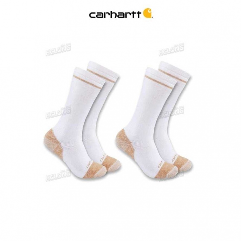 Carhartt Midweight Cotton Blend Steel Toe Boot Sock 2-Pack White | IN0002654