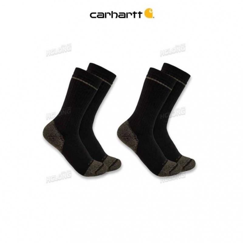 Carhartt Midweight Cotton Blend Steel Toe Boot Sock 2-Pack Black | IN0002655