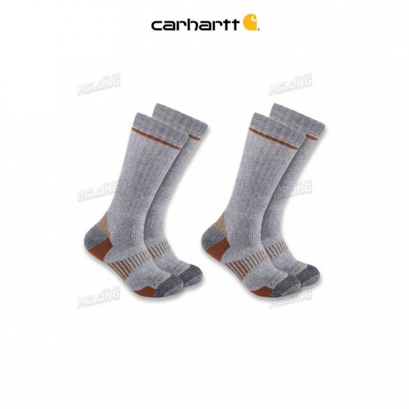 Carhartt Midweight Synthetic-Wool Blend Boot Sock 2-Pack Gray | IN0002646