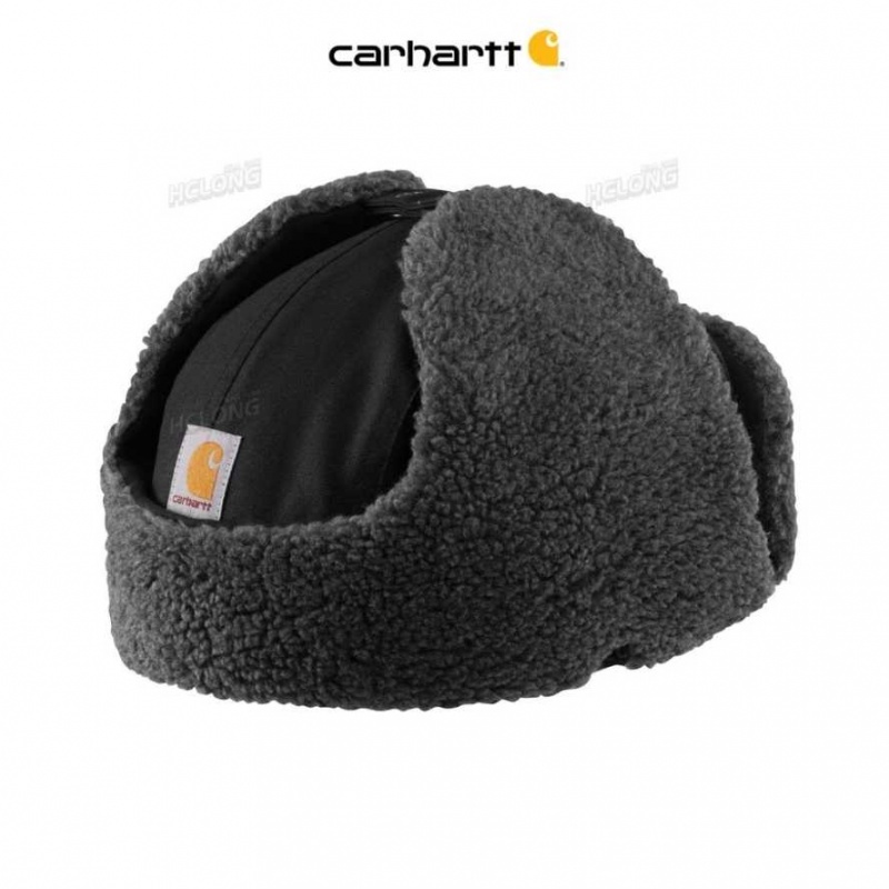 Carhartt Rain Defender Canvas Trapper Hat Black | IN0002591