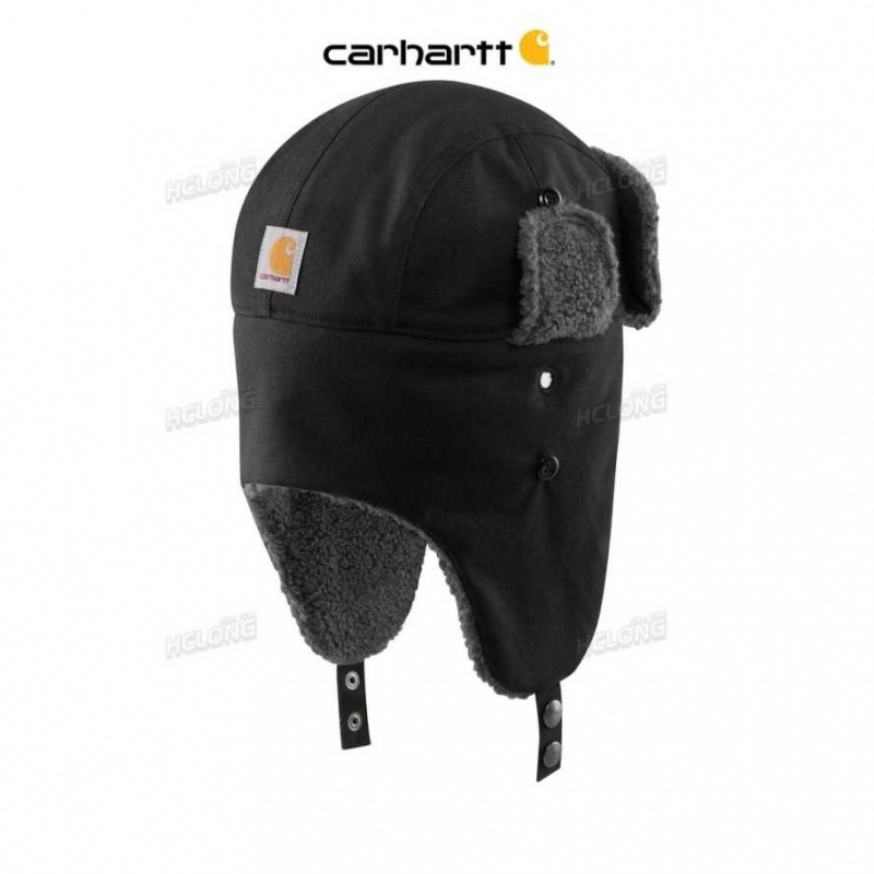 Carhartt Rain Defender Canvas Trapper Hat Black | IN0002591