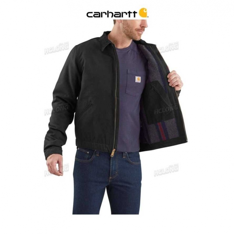 Carhartt Relaxed Fit Duck Blanket-Lined Detroit Jacket Black | IN0000139