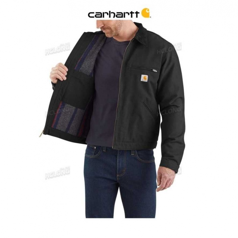 Carhartt Relaxed Fit Duck Blanket-Lined Detroit Jacket Black | IN0000139