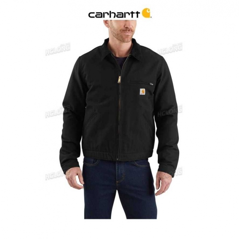 Carhartt Relaxed Fit Duck Blanket-Lined Detroit Jacket Black | IN0000139