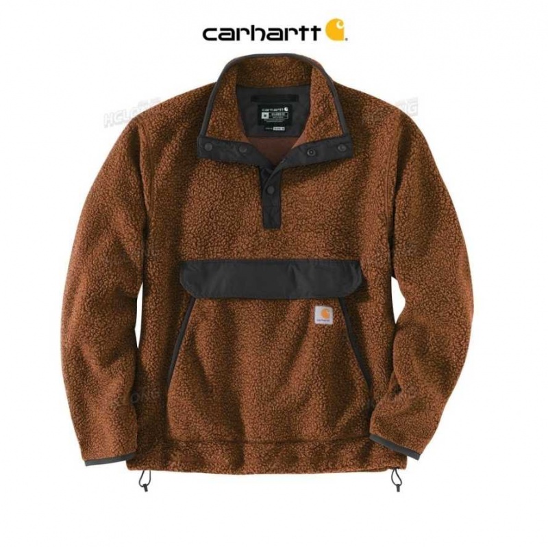 Carhartt Relaxed Fit Fleece Snap Front Jacket Burnt Sienna / Black Heather | IN0000180