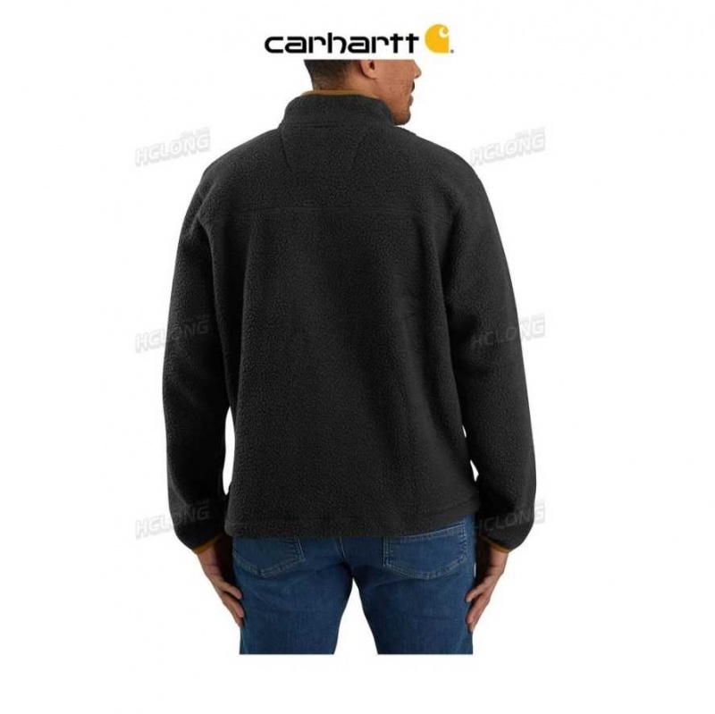 Carhartt Relaxed Fit Fleece Snap Front Jacket Black | IN0000185