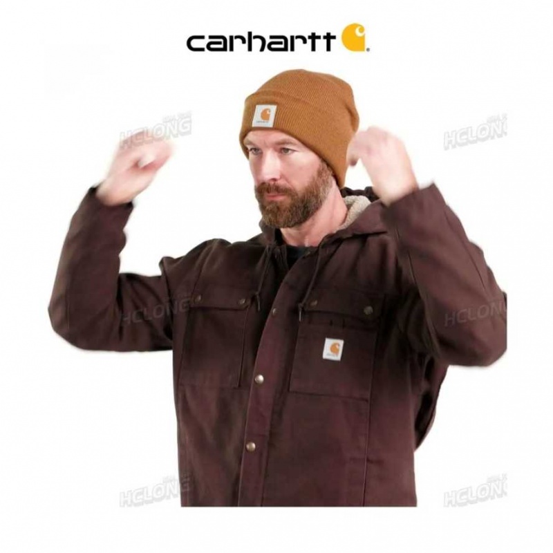 Carhartt Relaxed Fit Washed Duck Sherpa-Lined Utility Jacket Black | IN0000136