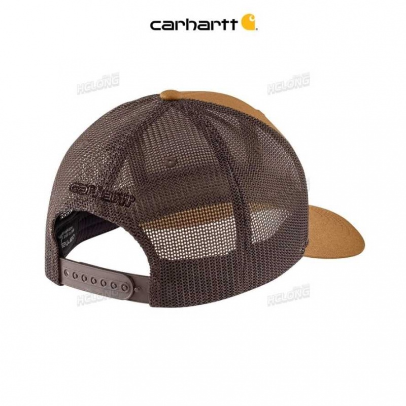 Carhartt Rugged Flex Twill Mesh-Back Logo Patch Cap Brown | IN0002405