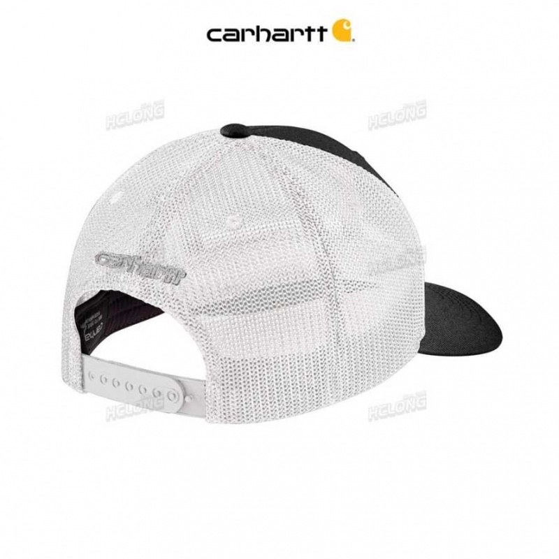 Carhartt Rugged Flex Twill Mesh-Back Logo Patch Cap Black / Arborvitae | IN0002406