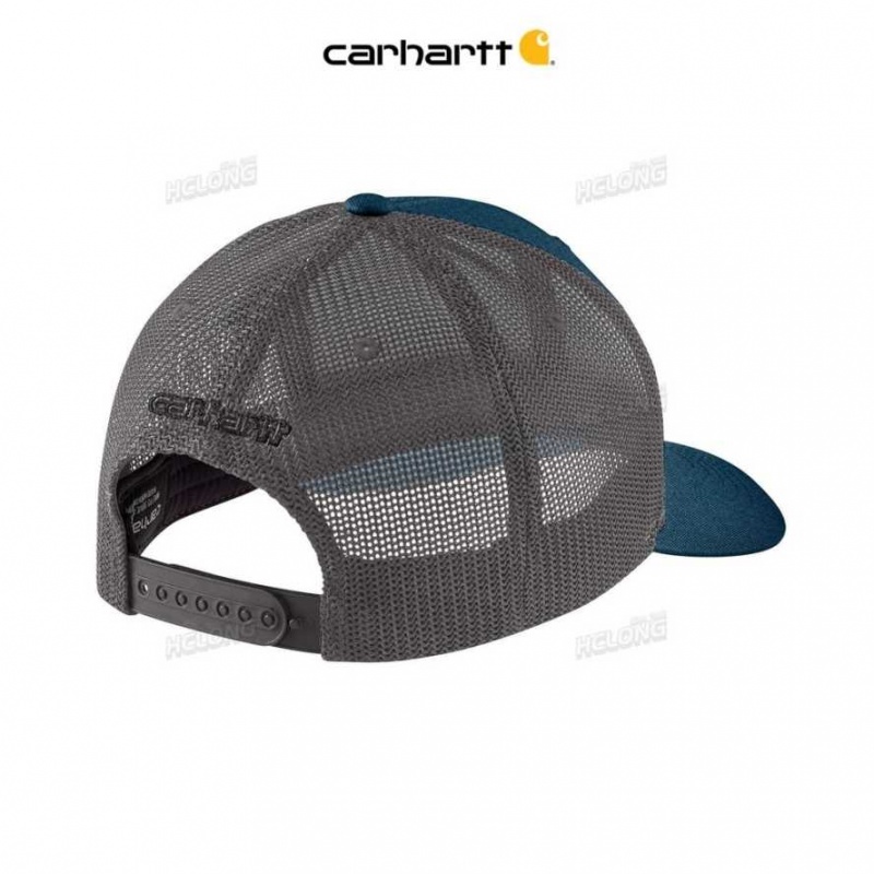 Carhartt Rugged Flex Twill Mesh-Back Logo Patch Cap Night Blue | IN0002408