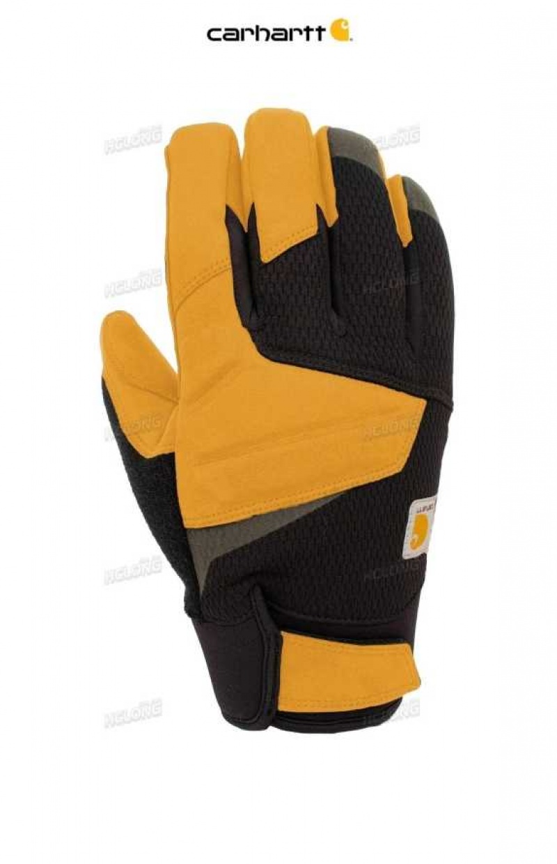 Carhartt Wind Fighter Insulated Synthetic Leather Secure Cuff Gloves Black Barley | IN0002539