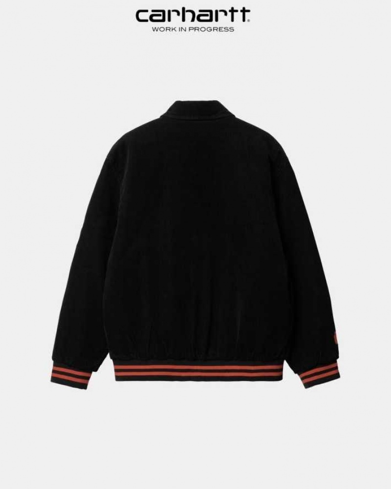 Carhartt Wip Letterman Jacket Black / Brick | IN0000047