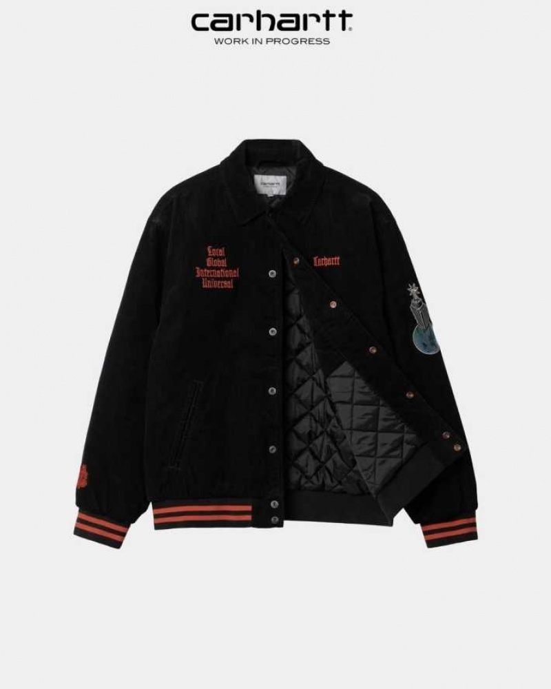 Carhartt Wip Letterman Jacket Black / Brick | IN0000047